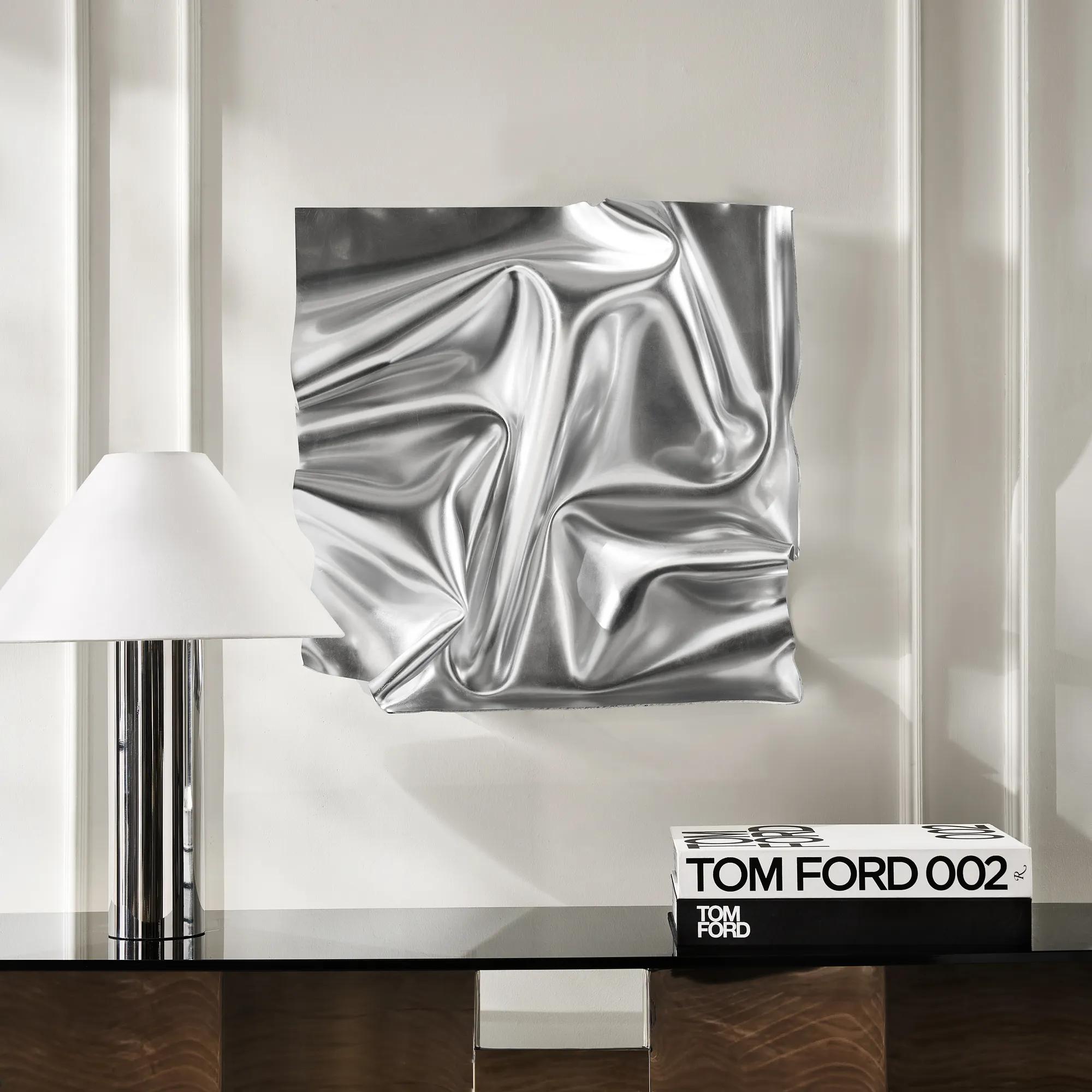 Surface Sculpted Silver Leaf Acrylic Wall Decor 23.6"x23.6"