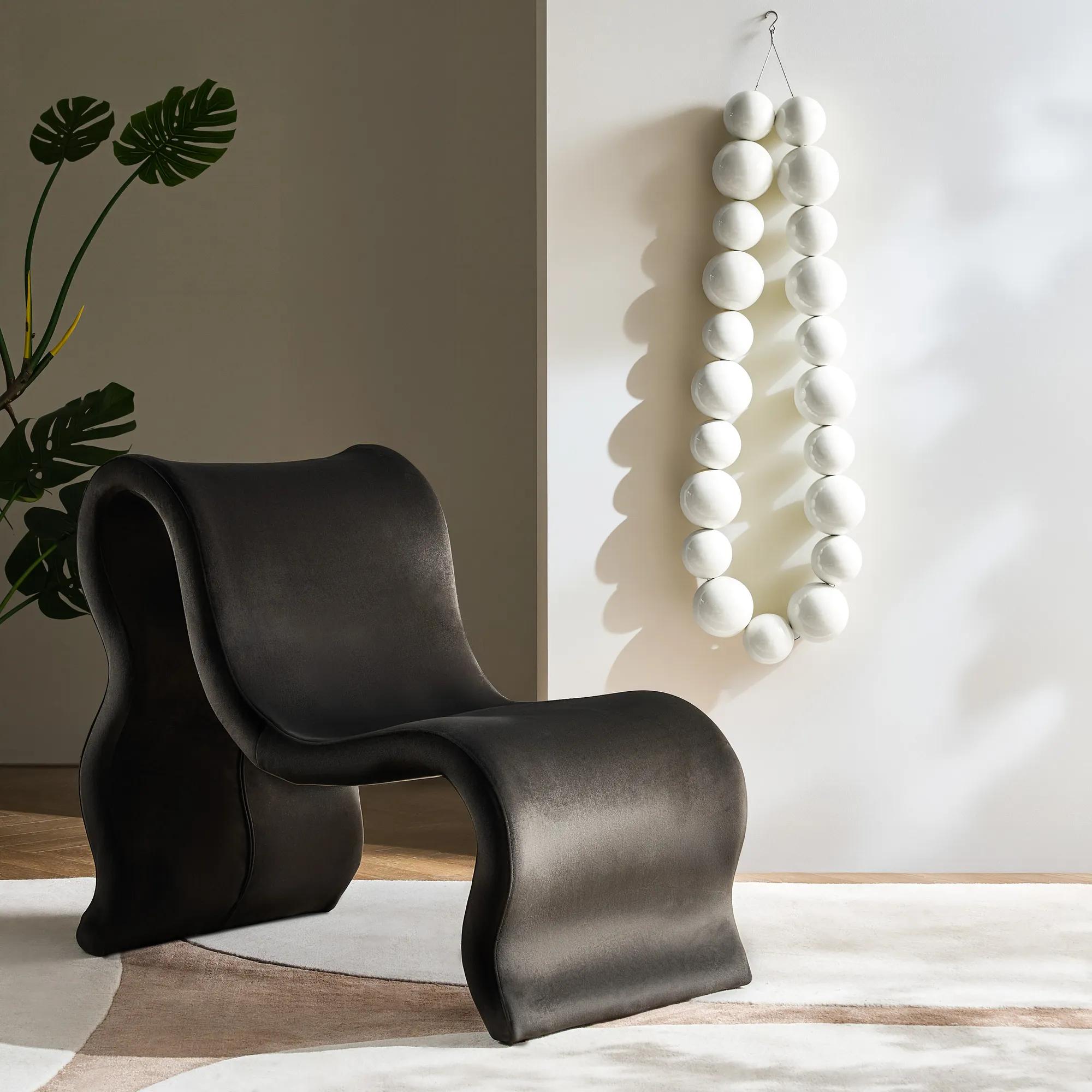Romy Charcoal Velvet Accent Chair