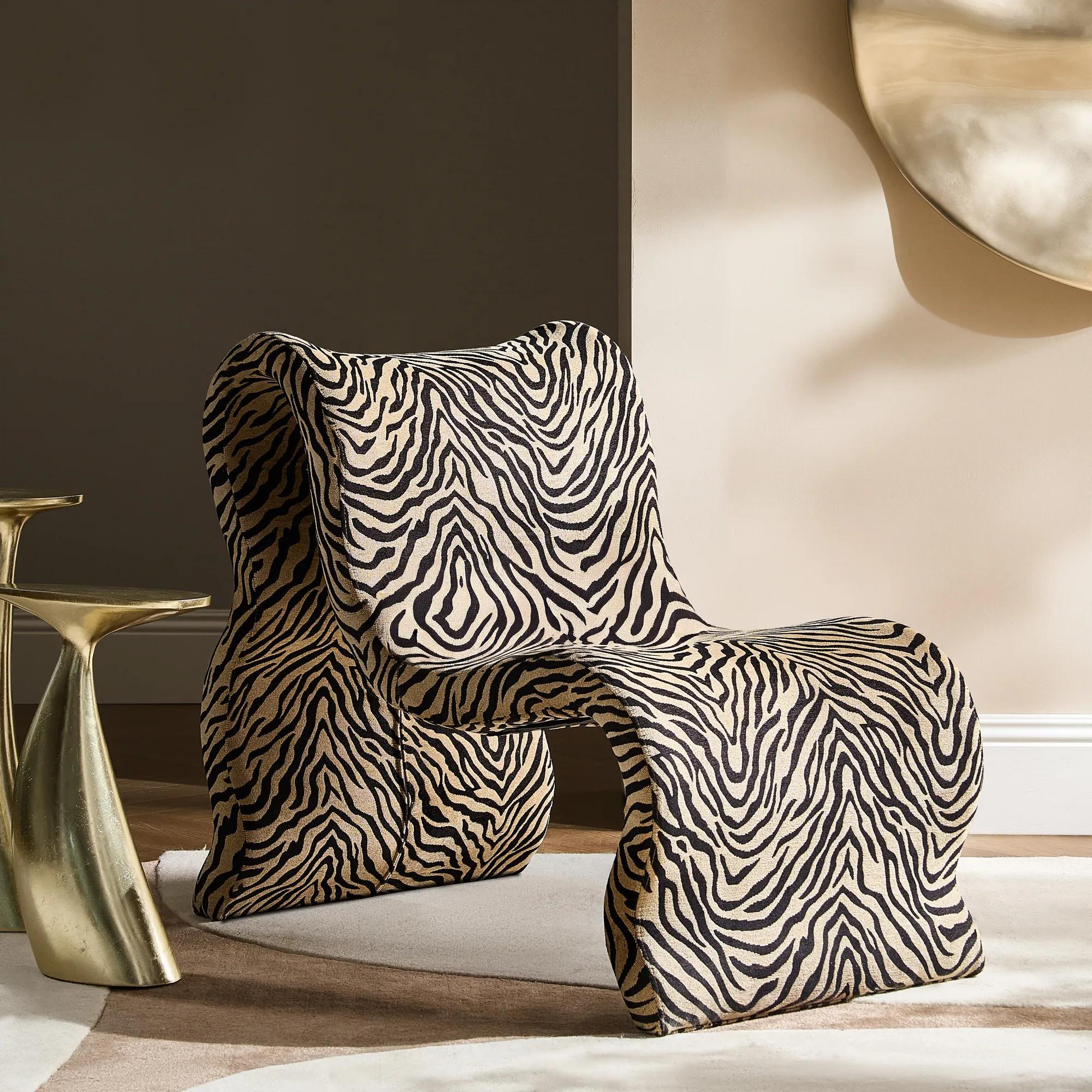 Romy Zebra Chenille Accent Chair