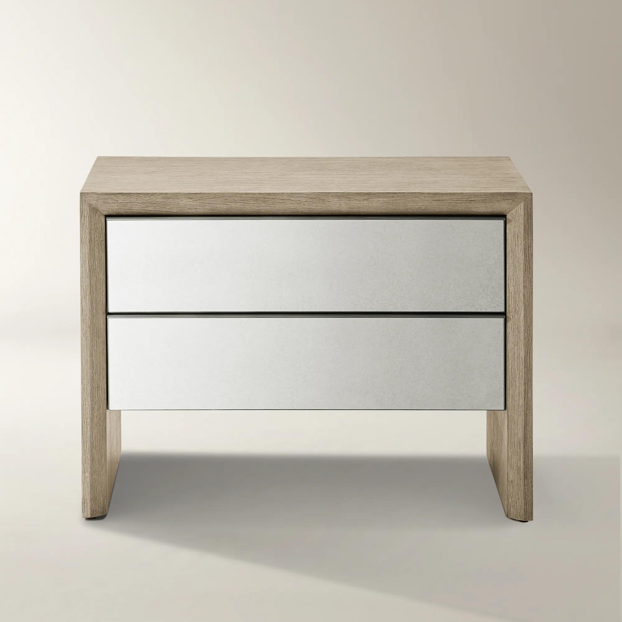 Glimmer Mirrored Seadrift Oak 2-Drawer Nightstand (32")
