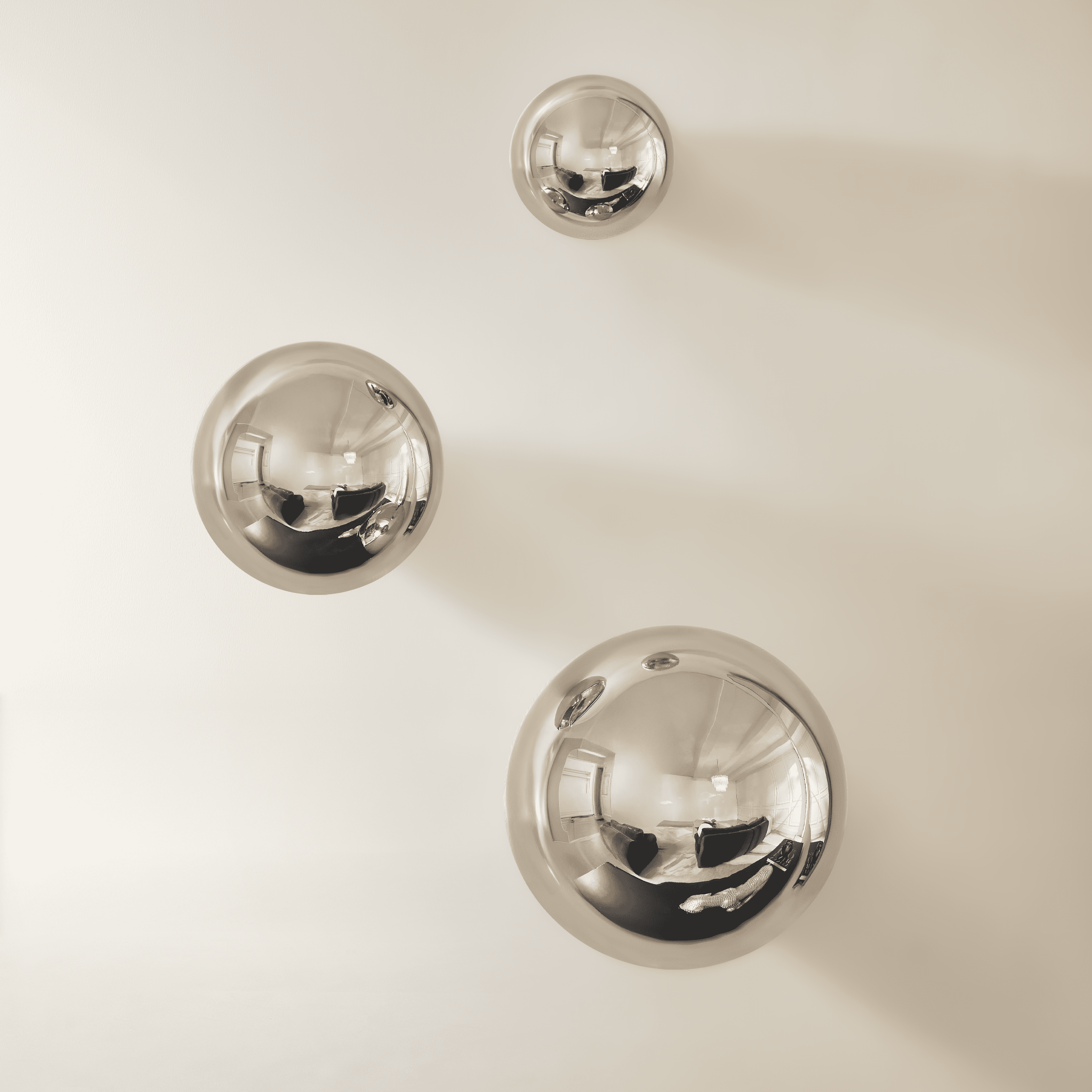 Chrome Spheres Stainless Steel Wall Decor Set of 3