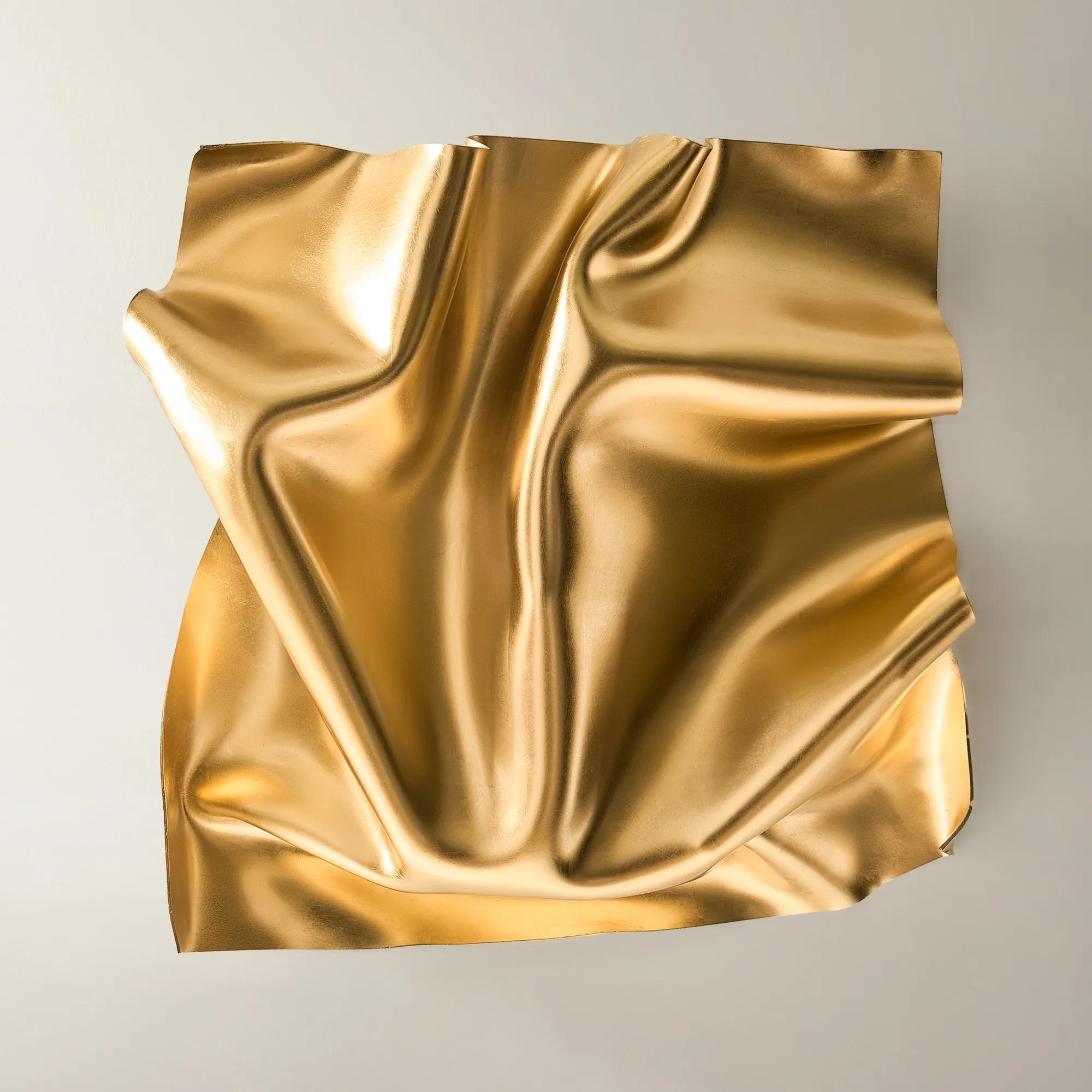 Surface Sculpted Gold Leaf Acrylic Wall Decor 23.6"x23.6"