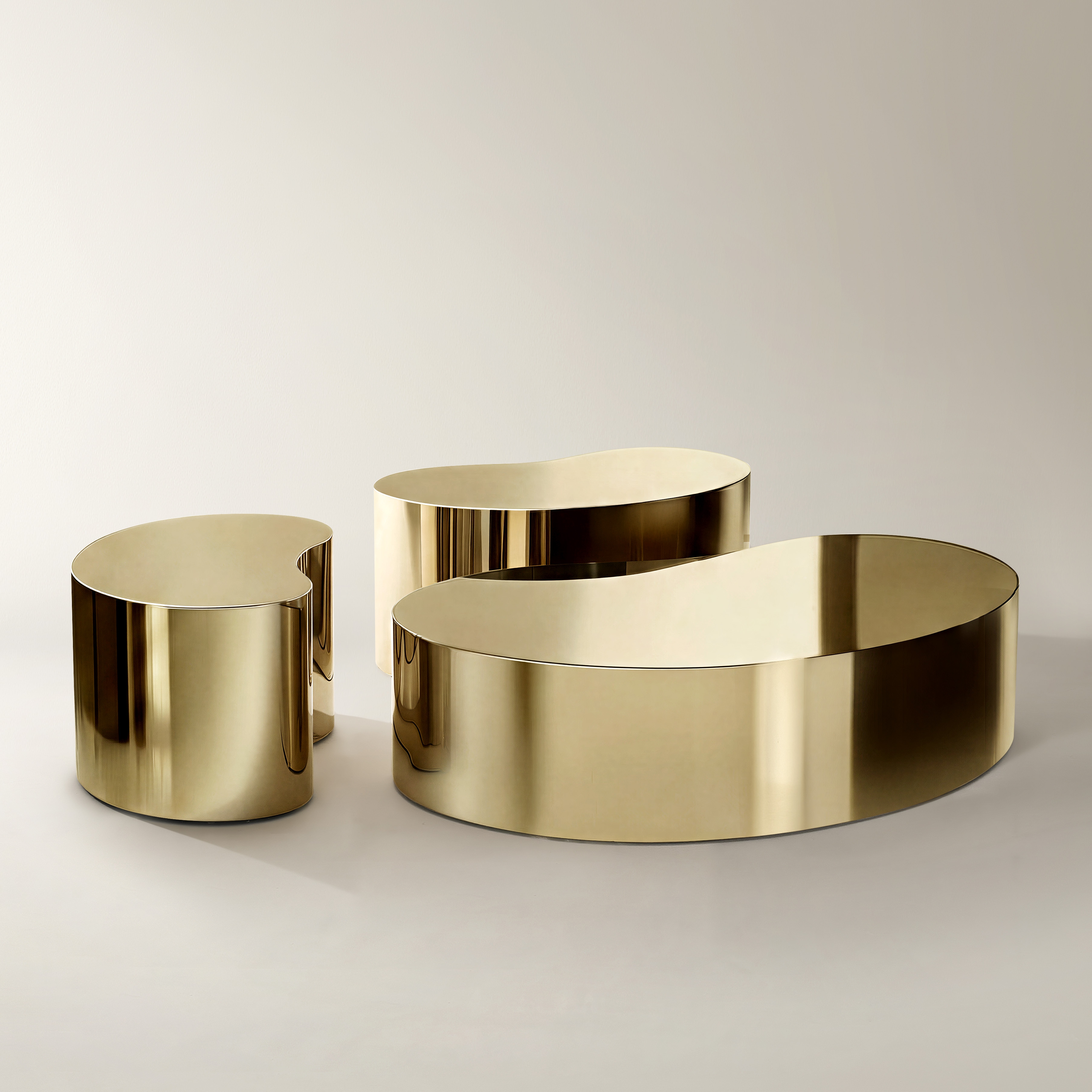 Aurea Soft Gold Coffee Table Set of 3 (32"-57")