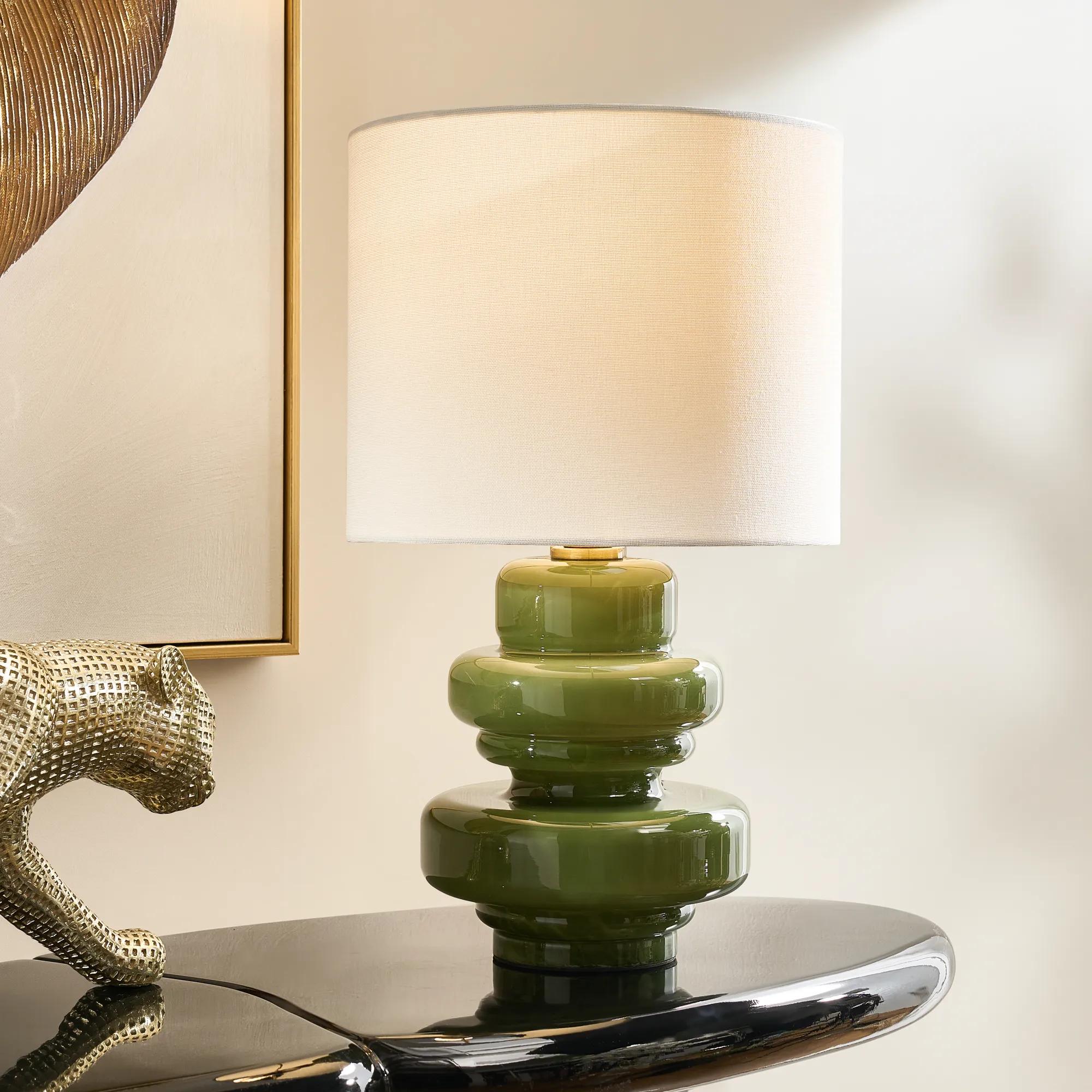 Edin Mouth Blown Pistachio Green Glass Table Lamp 17.5"